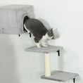 Load image into Gallery viewer, Cat Wall Shelves, 6-Piece Cat Wall Furniture Set with Condo, Platforms, Sisal Scratching Post, Bed and Toy Ball, for Climbing, Sleeping, Playing, Grey
