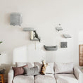 Load image into Gallery viewer, Cat Wall Shelves, 6-Piece Cat Wall Furniture Set with Condo, Platforms, Sisal Scratching Post, Bed and Toy Ball, for Climbing, Sleeping, Playing, Grey
