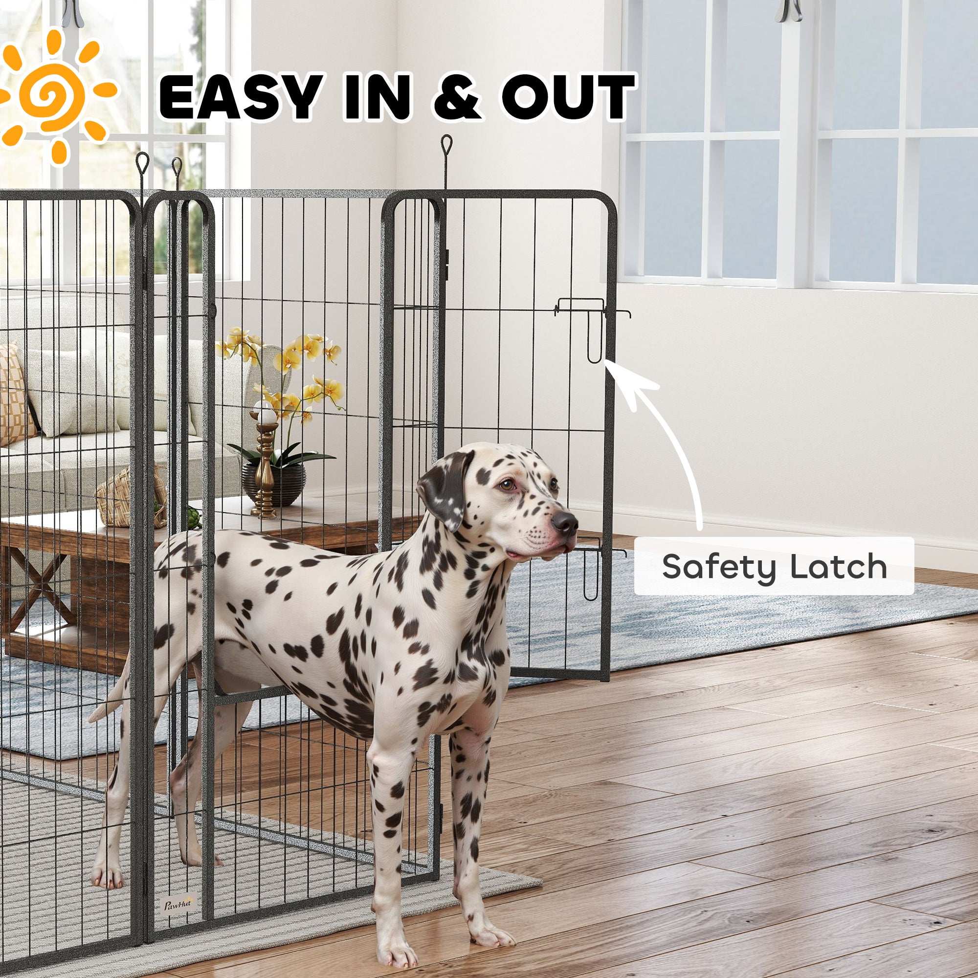 16 Panels Dog Playpen, 27"W x 47"H Heavy Duty Pet Fence with Door & Strap for Indoor Outdoor Backyard Garden, Portable & Foldable Puppy Pet Pen for Large Dogs
