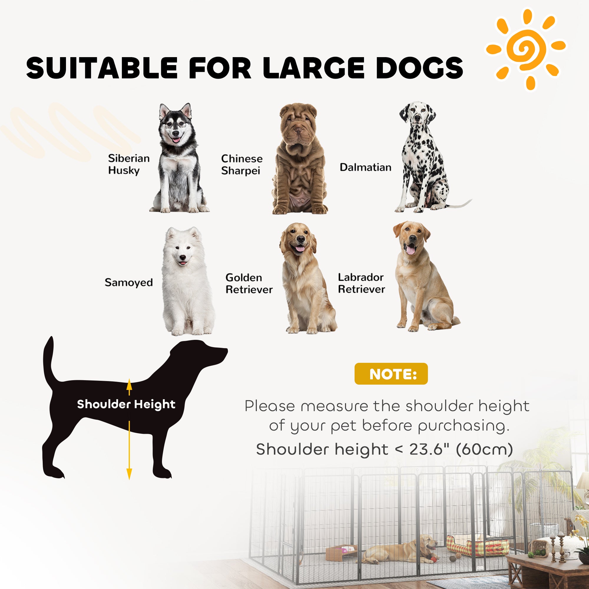 16 Panels Dog Playpen, 27"W x 47"H Heavy Duty Pet Fence with Door & Strap for Indoor Outdoor Backyard Garden, Portable & Foldable Puppy Pet Pen for Large Dogs