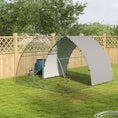 Load image into Gallery viewer, Walk In Chicken Run, Galvanised Chicken Coop Outdoor with Cover, Poultry Cage, for 8-12 Chickens, Hens, Ducks, Rabbits, 3 x 3.8 x 2.2m - Silver Tone
