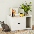 Load image into Gallery viewer, Litter Box Enclosure, 32" Hidden Washroom Furniture with Scratching Mat, Cat Entrance, Indoor Pet House, Side End Table Fit Most of Cat and Litter Box, Distressed White

