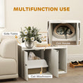 Load image into Gallery viewer, Litter Box Enclosure, 32" Hidden Washroom Furniture with Scratching Mat, Cat Entrance, Indoor Pet House, Side End Table Fit Most of Cat and Litter Box, Distressed White
