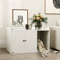 Load image into Gallery viewer, Litter Box Enclosure, 32" Hidden Washroom Furniture with Scratching Mat, Cat Entrance, Indoor Pet House, Side End Table Fit Most of Cat and Litter Box, Distressed White
