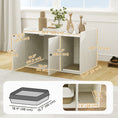 Load image into Gallery viewer, Litter Box Enclosure, 32" Hidden Washroom Furniture with Scratching Mat, Cat Entrance, Indoor Pet House, Side End Table Fit Most of Cat and Litter Box, Distressed White
