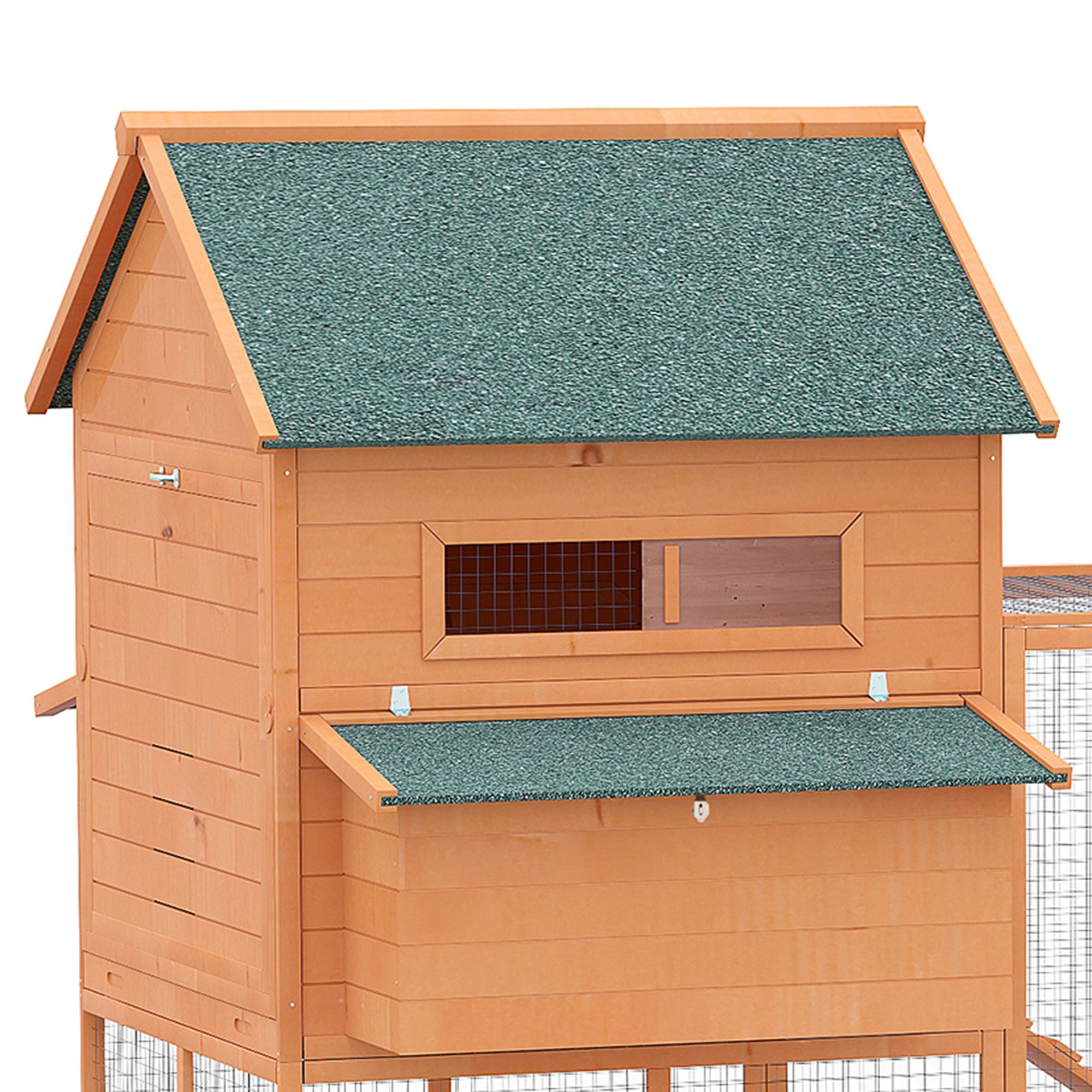 137" Chicken Coop Wooden Large Hen House Deluxe Rabbit Hutch Lockable Poultry Cage Backyard with Nesting Box and Run, Orange