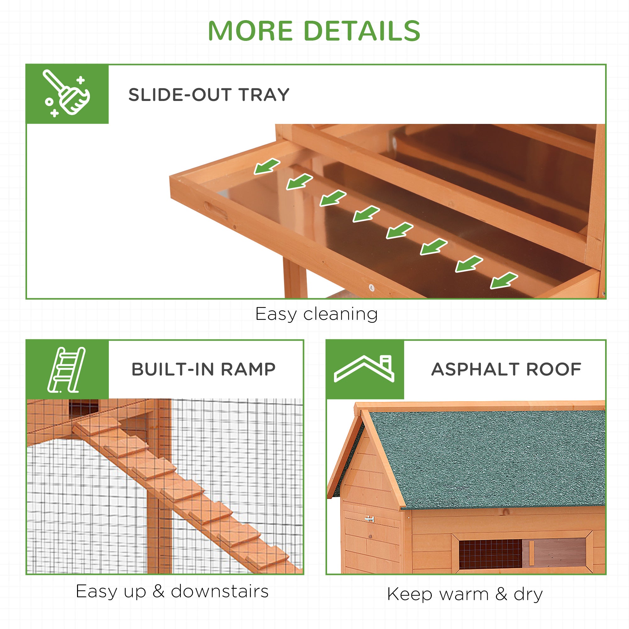 137" Chicken Coop Wooden Large Hen House Deluxe Rabbit Hutch Lockable Poultry Cage Backyard with Nesting Box and Run, Orange