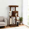 Charger l'image dans la visionneuse de la galerie, Cat Tree for Large Cat Adults, 52 Inch Cat Tower for Indoor Cats w/ Scratching Posts, Cat Bed, Condo, Jumping Platforms, Toy Balls, Anti-tip Kit, Leopard Print
