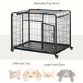 Load image into Gallery viewer, Metal Dog Cage Kennel Locking Door & Wheels Removable Tray Openable Top For Large Pets 109.5 x 71 x 78 cm
