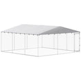 Load image into Gallery viewer, Outdoor Dog Kennel, Heavy Duty Dog Run Outdoor Fence with Waterproof Cover, Galvanized Chain Link, Secure Lock, for Large Breeds, Chickens, Ducks, 15' x 15' x 7'
