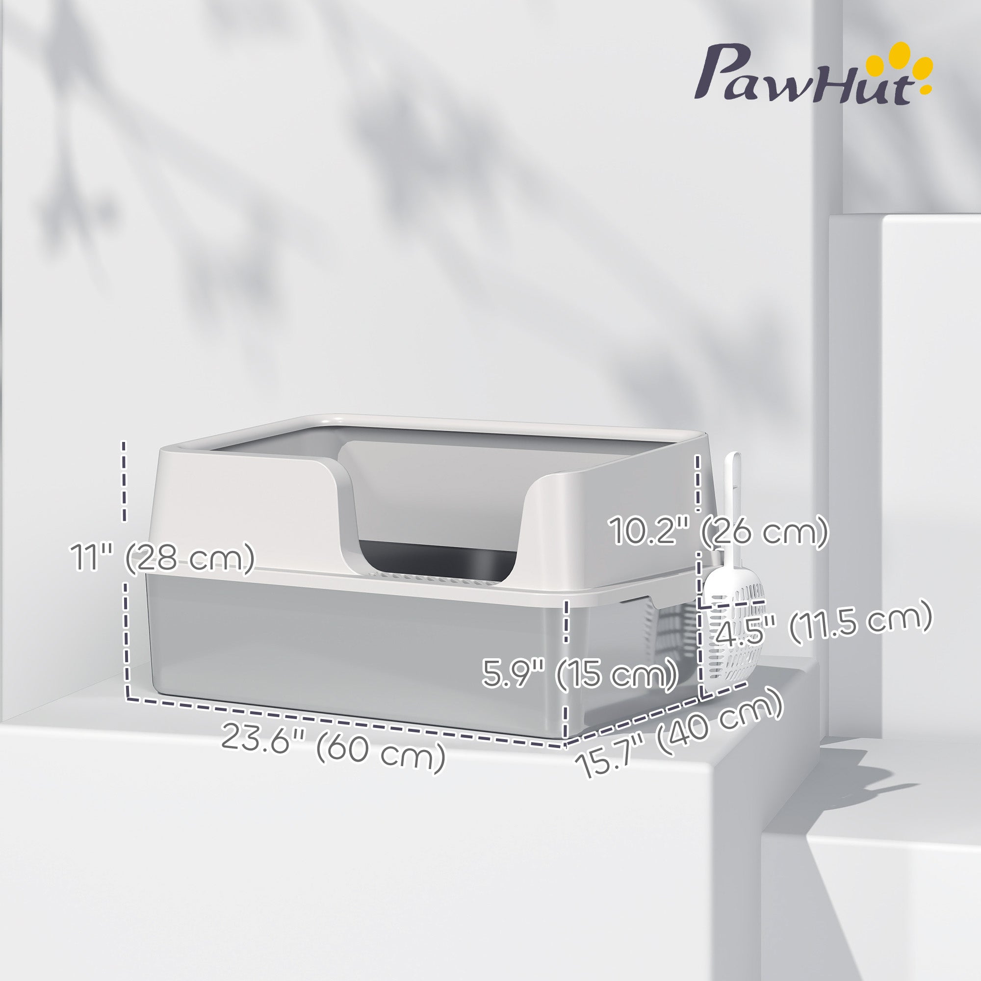 Stainless Steel Cat Litter Box with Lid, Metal Extra Large Enclosed Litter Box for Big Cats with Scoop, High Sided, Non-Stick & Anti-Urine Leakage, Easy Cleaning