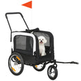 Load image into Gallery viewer, 2 in 1 Dog Bike Trailer, Pet Cargo, Pet House with Safety Leash, Hitch, Quick-Release Wheels, Flag, Reflectors, Cushion, Dog Wagon for Small Dogs, Grey
