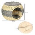 Load image into Gallery viewer, Wicker Cat House, Rattan Raised Cat Bed, Cosy Kitten Cave with Soft Washable Cushion, Φ40 x 30cm
