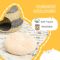 Load image into Gallery viewer, Wicker Cat House, Rattan Raised Cat Bed, Cosy Kitten Cave with Soft Washable Cushion, Φ40 x 30cm
