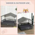 Load image into Gallery viewer, PawHut Outdoor Wicker Dog House with Canopy, Rattan Dog Bed with Soft Cushion Removable Cover for Medium and Large Dogs, Dark Gray
