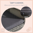 Load image into Gallery viewer, PawHut Outdoor Wicker Dog House with Canopy, Rattan Dog Bed with Soft Cushion Removable Cover for Medium and Large Dogs, Dark Gray
