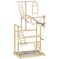 Load image into Gallery viewer, Parrot Play Stand, 95 cm Wooden Bird Playground with Ladders, Chain Toy, Stainless Steel Cups and Tray, Bird Cage Accessories for Parakeets, Cockatiels, Finches, Lovebirds, Budgie
