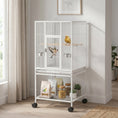 Load image into Gallery viewer, Detachable Bird Cage on Wheels, for Finches, Parakeets, Budgies, Budgie Cage, Parrot Aviary with Accessories, Storage Shelf - White
