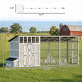 Load image into Gallery viewer, 212"L Large Chicken Coop for 10-15 Hens, Walk-in Outdoor Chicken House with Run, Nesting Box, Waterproof Roof, Perches, Wooden Hen House Poultry Cage for Ducks, Rabbits, Light Gray
