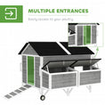 Load image into Gallery viewer, 59" Wooden Chicken Coop with Wheels and Handles, Mobile Chicken House with 2 Nesting Boxes, 2 Trays, 4 Perches, Chicken Tractor for 4-6 Chickens, Small Animals, Rabbit Hutch for Backyard, Gray
