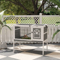 Load image into Gallery viewer, Wooden Rabbit Hutch, Elevated Guinea Pig Cage w/ Openable Roof, Ladder, Removable Tray, 90 x 53 x 87cm - Grey
