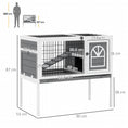 Load image into Gallery viewer, Wooden Rabbit Hutch, Elevated Guinea Pig Cage w/ Openable Roof, Ladder, Removable Tray, 90 x 53 x 87cm - Grey
