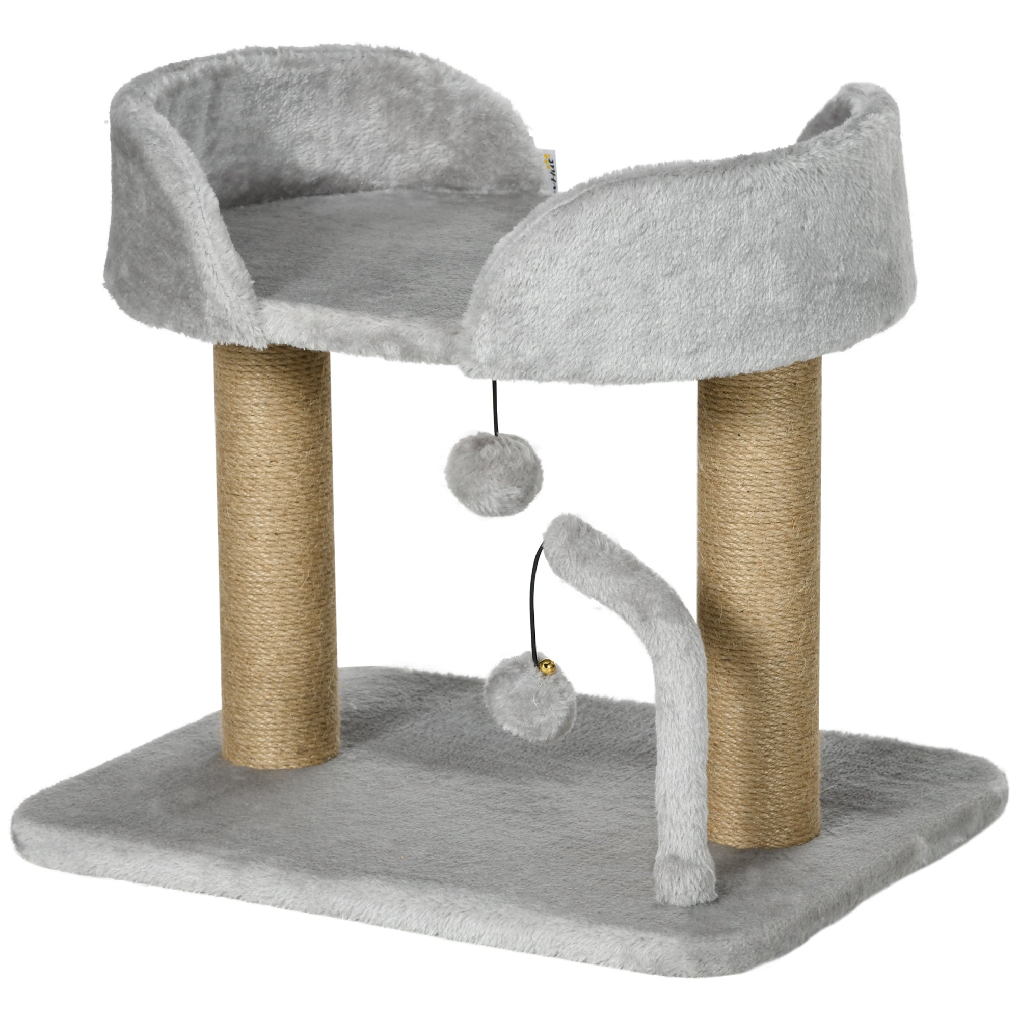 Cat Tree, 16.5" Small Cat Tower Condo for Indoor Cats with Jute Scratching Posts, Top Perch, Dangling Balls, Cat Activity Centre, Grey
