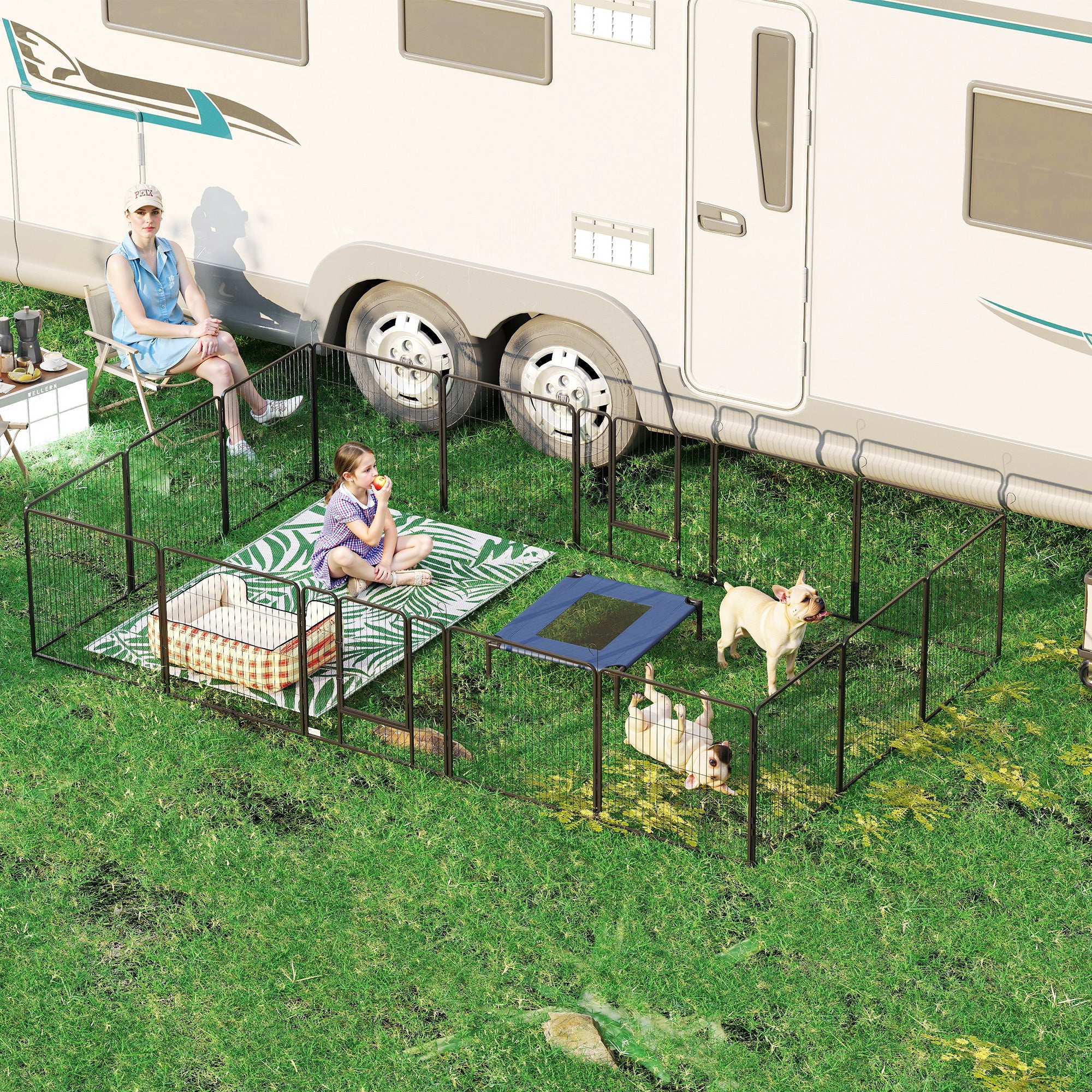 Dog Pen 16 Panels Puppy Pen Heavy Duty Pet Playpen for Indoor Outdoor for Dogs, Rabbits, Ducks 80cm High