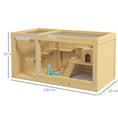 Load image into Gallery viewer, Wooden Hamster Cage with Water Bottle, Small Animal Exercise Play House with Platforms, Openable Roof, Sliding Tray, Hut, Seesaws, Natural Wood Finish
