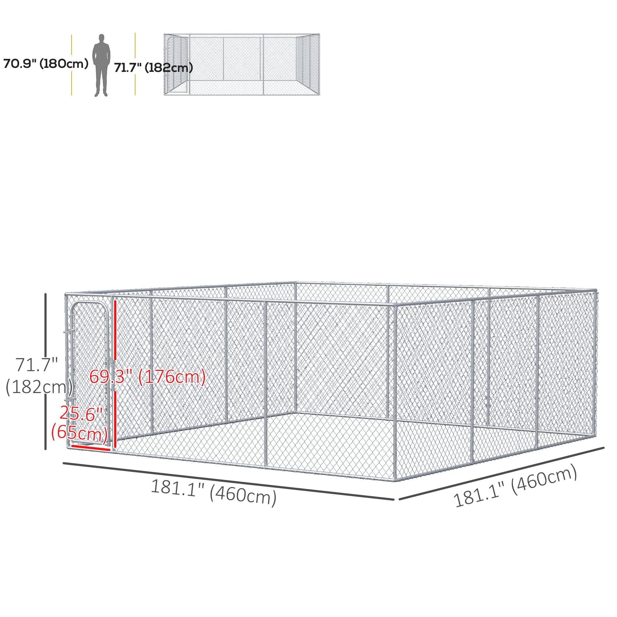 228 Sq. Ft. Dog Playpen Outdoor, Walk-in Dog Run Kennel Puppy Exercise Pen with Galvanized Steel Frame, for Small and Medium Dogs, 15.1' x 15.1' x 6'