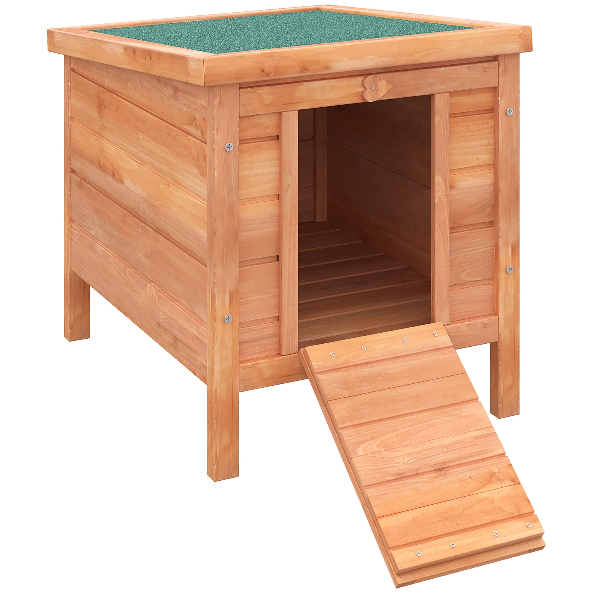 Small Wooden Rabbit Hutch Bunny Cage Guinea Pig Cage Duck House Dog House with Openable & Waterproof Roof, for Rabbits, Chickens, Ducks, Natural