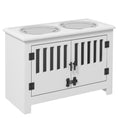 Load image into Gallery viewer, Raised Dog Bowls, Elevated Dog Feeder with 2 Stainless Bowls, Storage Cabinet, Door, for Extra Large Dogs, White
