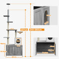 Load image into Gallery viewer, Cat Tree with Hidden Litter Box, 2-in-1 Floor-to-Ceiling Cat Litter Box Furniture with Cat House, Bed, Hammock, Scratching Posts and Platforms for Indoor Use - Grey
