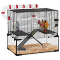 Load image into Gallery viewer, Large Hamster Cage, Gerbil Cage with Deep Glass Bottom, Tunnels, Non-Slip Ramps, Exercise Wheels, Water Bottle, Dish, 60 x 40 x 57cm
