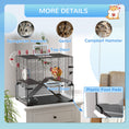 Load image into Gallery viewer, Large Hamster Cage, Gerbil Cage with Deep Glass Bottom, Tunnels, Non-Slip Ramps, Exercise Wheels, Water Bottle, Dish, 60 x 40 x 57cm

