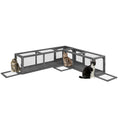 Load image into Gallery viewer, PawHut Cat Tunnel Outdoor, Wooden Cat Tube with Combinable Design, 8 Doors, 98" Cat Toys for Kitty, Puppy, Pet, House, Window, Cage, Dark Gray
