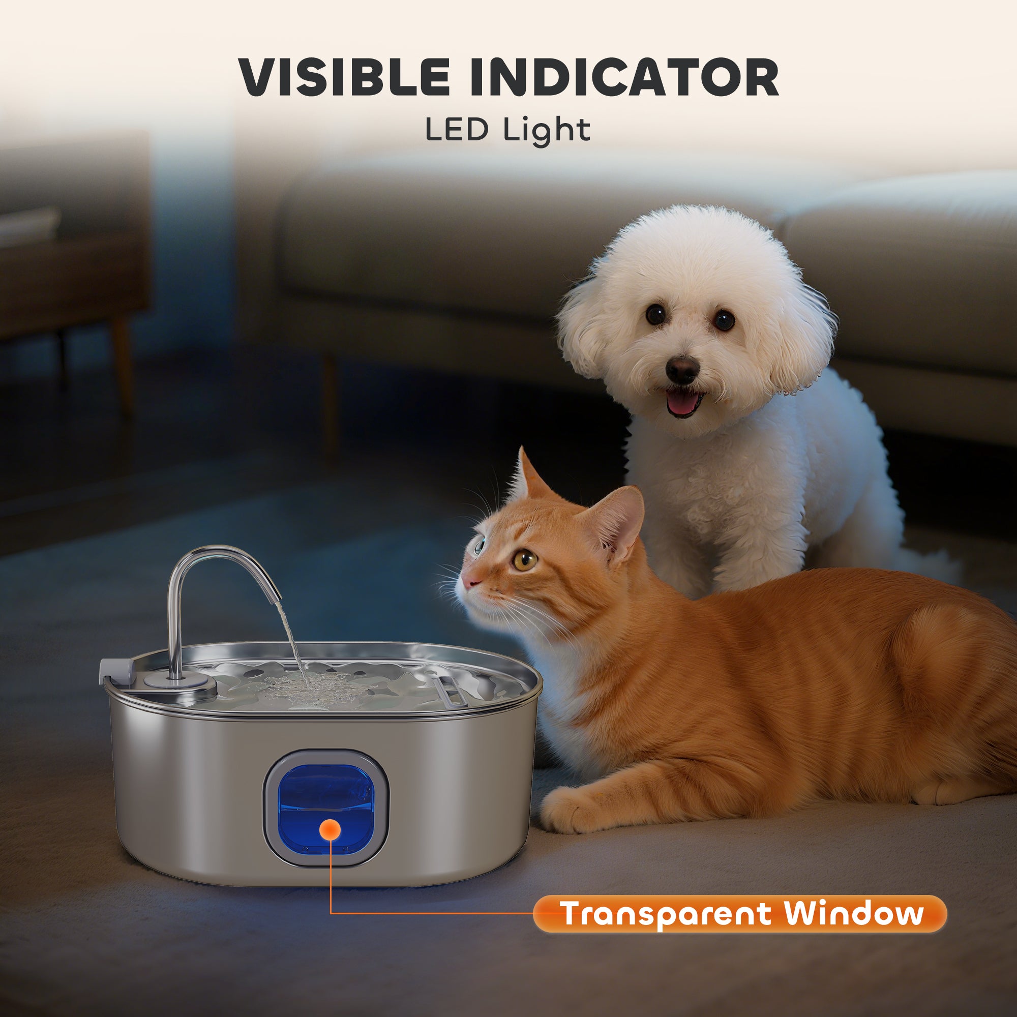 Cat Water Fountain Stainless Steel, 246 oz. / 7L Automatic Pet Fountain with Filters, Ultra-Quiet Pump, Visibility Window, Dog Water Bowl Dispenser for Cats, Dogs and Multi-Pet Homes