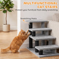 Load image into Gallery viewer, Pet Stairs, Cat Stairs with 2/3/4-Step Flexible Setup for Bed, Sofa, Pet Steps with Scratching Posts for Indoor Cats/Dogs to Climb High Bed and Couch, Gray
