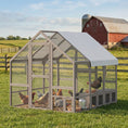Load image into Gallery viewer, Large Wooden Chicken Coop for 8-10 Hens, Walk-in Chicken Run with Waterproof Cover, Nesting Boxes and Perches, Outdoor Poultry Cage Rabbit Hutch for Backyard, 83" x 73" x 73", Light Brown
