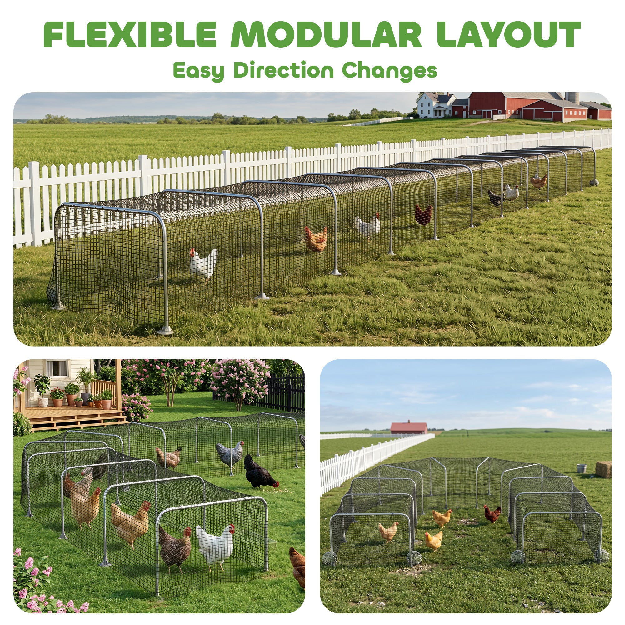 Extra Long Chicken Tunnel for Outside, 354" x 39" Galvanized Steel Chicken Run with Nylon Netting, 10 Arches for 10-15 Chickens or Ducks, Backyard Farm Yard, Silver