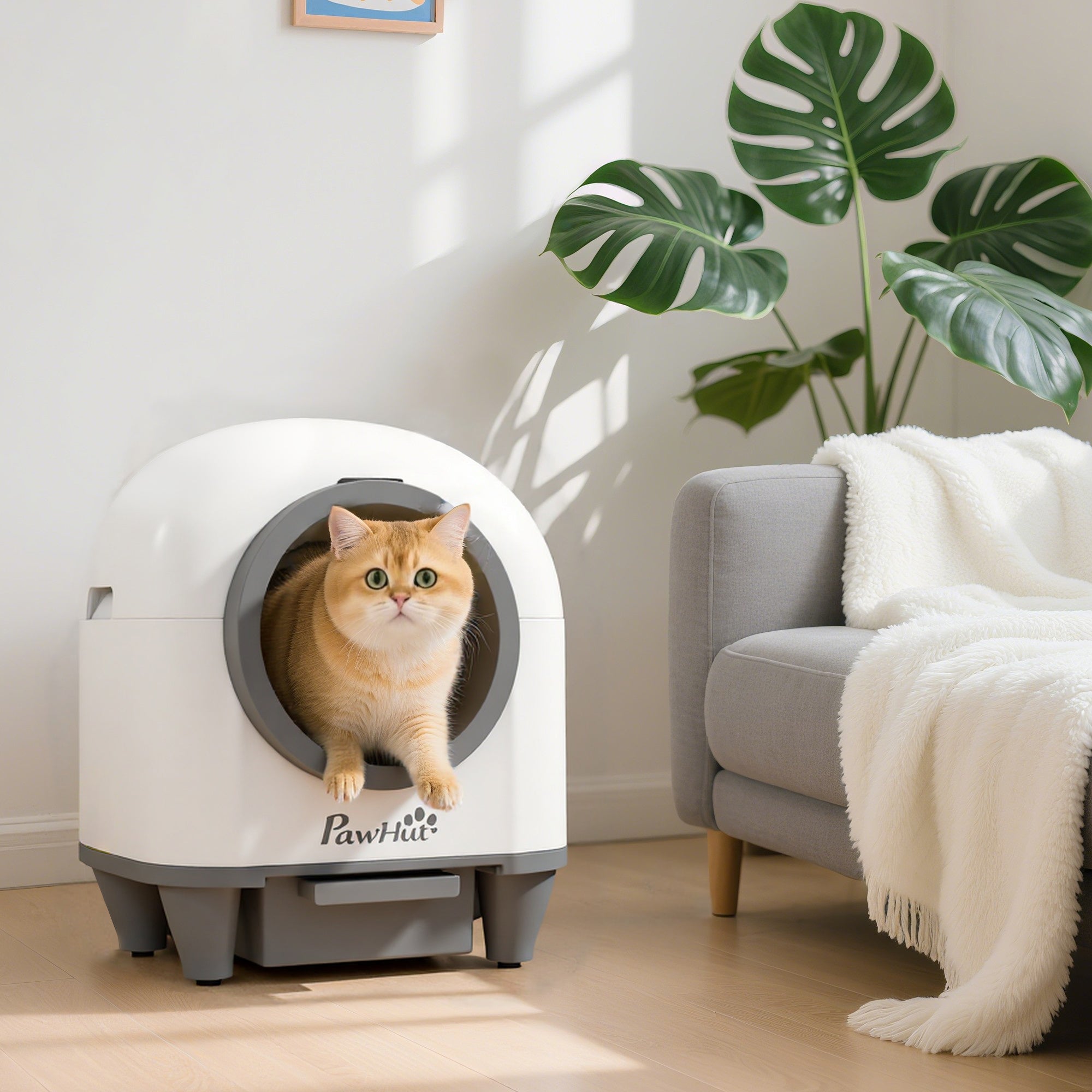 Self Cleaning Cat Litter Tray, 80L Extra Large Automatic Cat Litter Box with APP Control, Safety Protection, Odor Removal, Kitten Smart Toilet with Rubbish Bag for Multiple Kittens