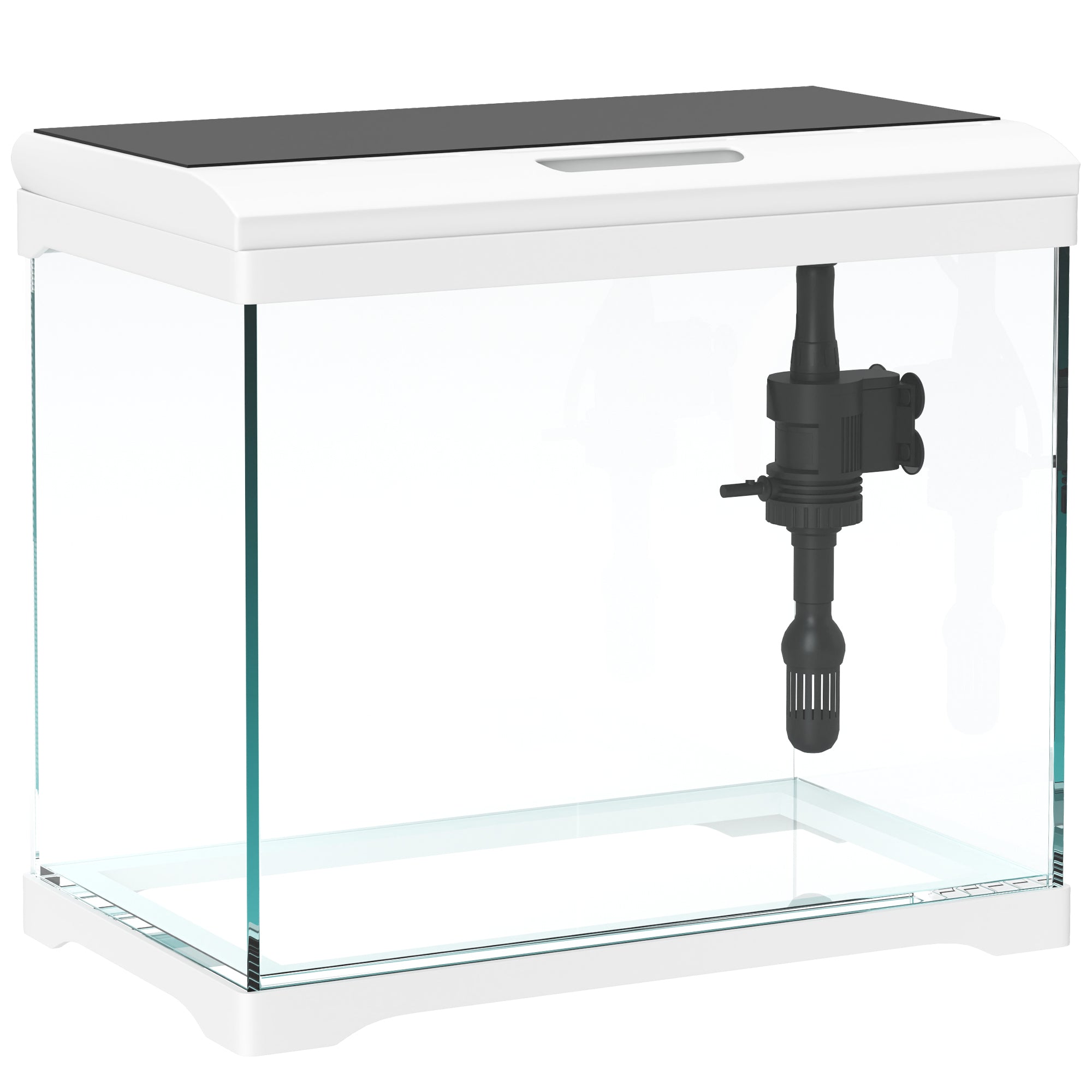 17L Fish Tank, Glass Aquarium with Filter System, LED Light, Water Pump, Fish Tank Starter Kits for Betta, Goldfish, Shrimps, White