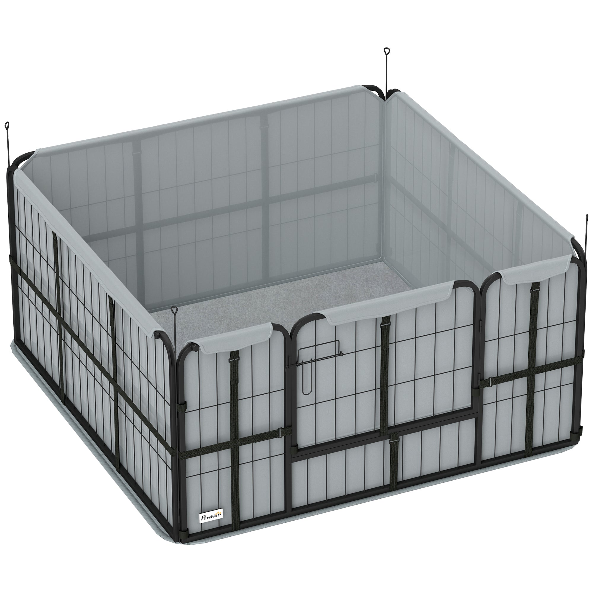 Whelping Box for Dogs and Puppies, 4 Panel Whelping Pen with Washable Whelping Pad, Wind-Resistant Cloth, Lockable Door, Dog Playpen for Small and Medium Breeds, 122 x 122 x 60cm