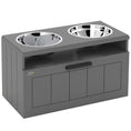 Load image into Gallery viewer, Elevated Dog Bowls, Raised Dogs Bowl Stand with 2 Stainless Steel Bowls, 25L Storage Drawer and Slow Feeder Mat, Dog Feeding Station for Large and Extra Large Dogs, Gray
