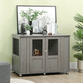 Load image into Gallery viewer, PawHut Dog Crate Furniture, Wooden End Table Furniture with Lockable Magnetic Doors, Extra Large Size Pet Kennel Indoor Animal Cage, Gray
