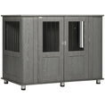 Load image into Gallery viewer, PawHut Dog Crate Furniture, Wooden End Table Furniture with Lockable Magnetic Doors, Extra Large Size Pet Kennel Indoor Animal Cage, Gray
