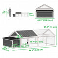 Charger l'image dans la visionneuse de la galerie, 95"L Large Chicken Run, Wooden Chicken Coop with Nesting Box, Lift-up Top, Side Door and Wooden Roof, Poultry Cage for Outdoor, for 4 to 8 Chickens, Rabbits, Ducks, White
