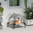 Load image into Gallery viewer, Elevated Dog Bed with Canopy, Raised Outdoor Pet Bed for Camping, Portable Raised Pet Cot with Washable Breathable Mesh, for Indoor Outdoor, Large Dogs, 30" x 24" x 27", Light Gray
