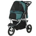 Load image into Gallery viewer, Dog Stroller for Small Dogs, 3 Wheel Foldable Pet Stroller with 12" Rubber Wheels, Mesh Window, One-Foot Brake, Storage Basket and Cup Holder, Up to 22 LBS, Dark Green
