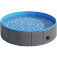 Load image into Gallery viewer, Foldable Dog Pool for Puppies and Ducks, Thickened PVC Dog Paddling Pool Bath Tub Hard Board, Anti-Slip Bottom and Hose Adapter for Easy Drainage, 80 x 20cm, Blue and Dark Grey
